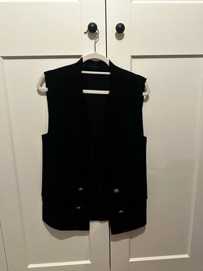 NWOT Zara Black Sleeveless Vest with Gold Button Detail
